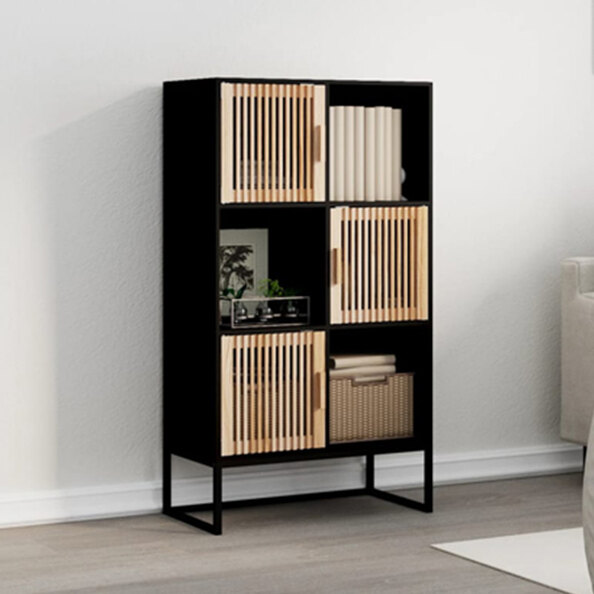 Delicia Wooden Sideboard With 3 Doors 3 Shelves In Black