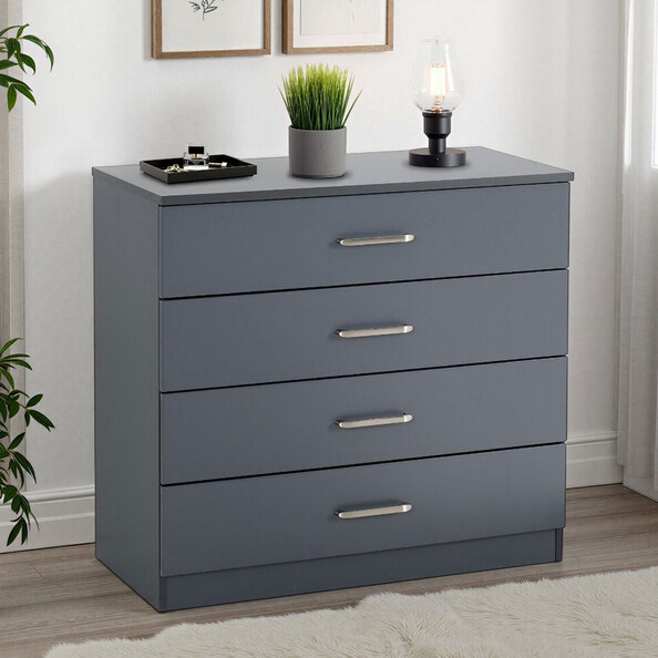 Delrion Wooden Chest Of 4 Drawers in Dark Grey