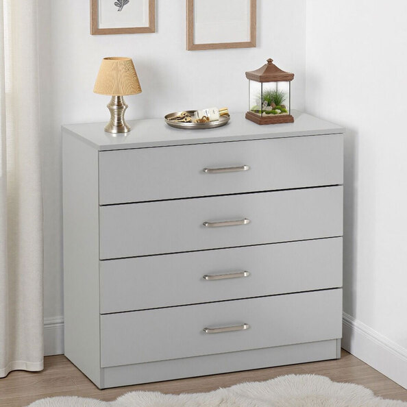 Delrion Wooden Chest Of 4 Drawers in Light Grey