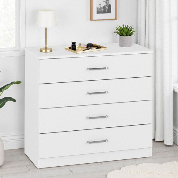 Delrion Wooden Chest Of 4 Drawers in White