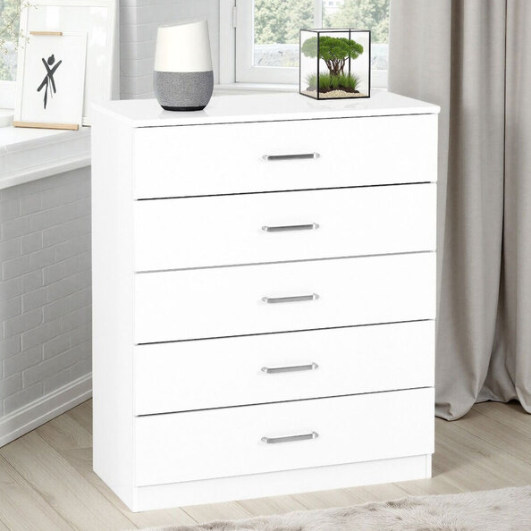 Delrion Wooden Chest Of 5 Drawers in White