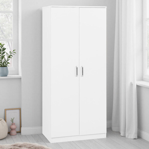 Delrion Wooden Wardrobe with 2 Doors in White