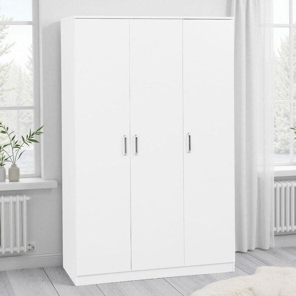 Delrion Wooden Wardrobe with 3 Doors in White