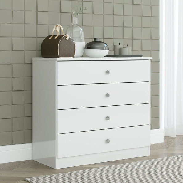 Delvian High Gloss Effect Chest Of 4 Drawers in White