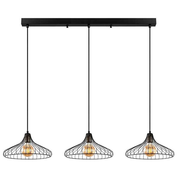 Depay 3 Light Metal Ceiling Pendant Light in Black