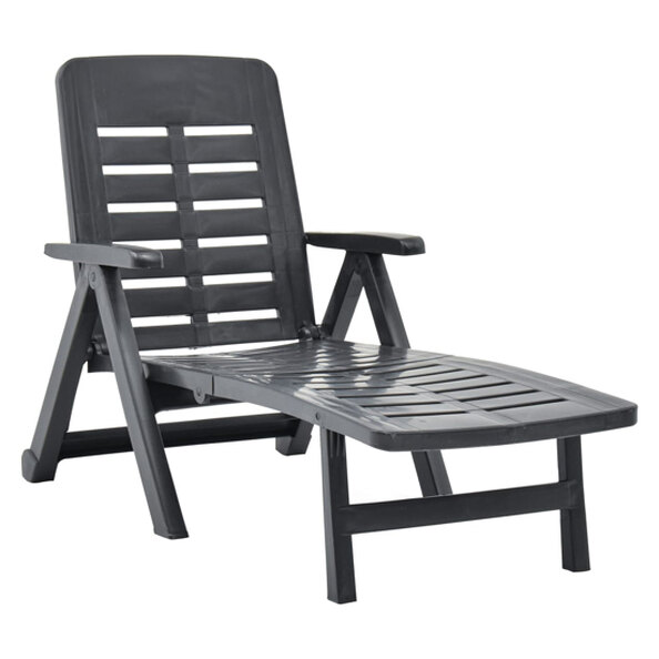 Derik Outdoor Folding Plastic Sun Lounger In Anthracite