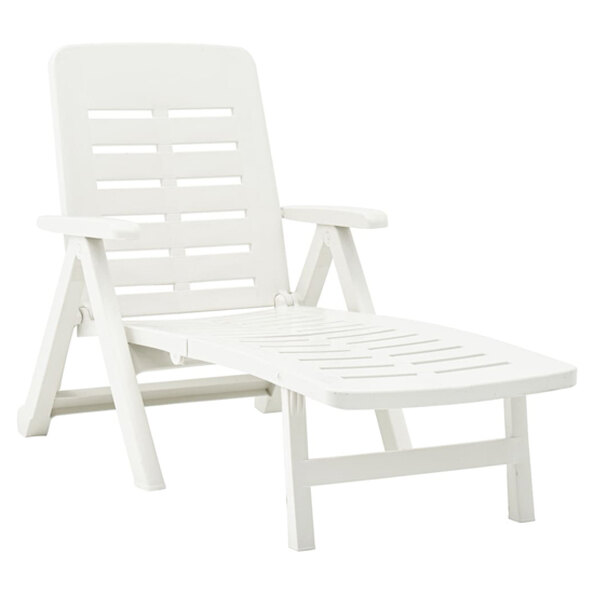 Derik Outdoor Folding Plastic Sun Lounger In White