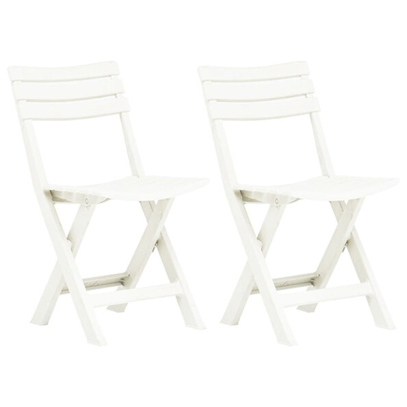 Derik Outdoor White Plastic Garden Chairs In Pair