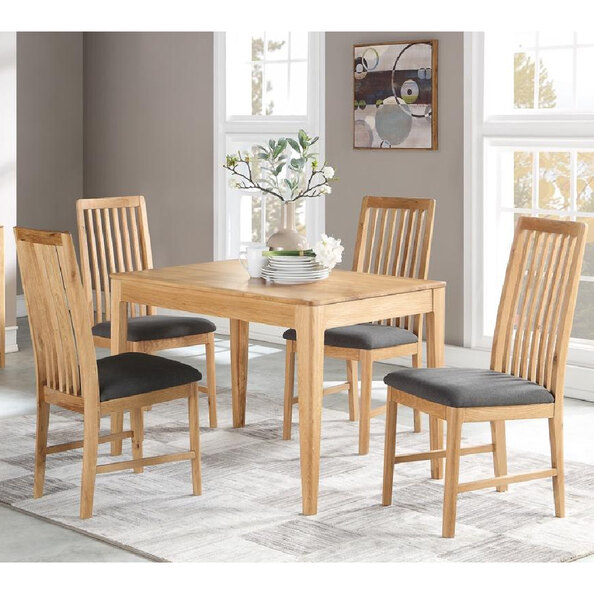 Derry Wooden Dining Table With 4 Chairs In Oak