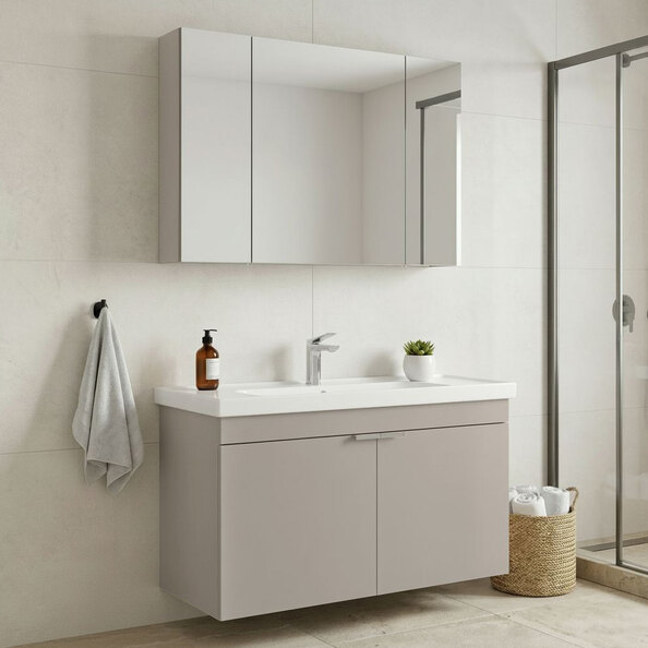 Desna 1000mm Wooden Wall Mounted Bathroom Furniture Set with 5 Doors in Sand