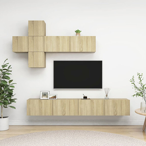 Detlef Wall Hung Wooden Entertainment Unit In Sonoma Oak