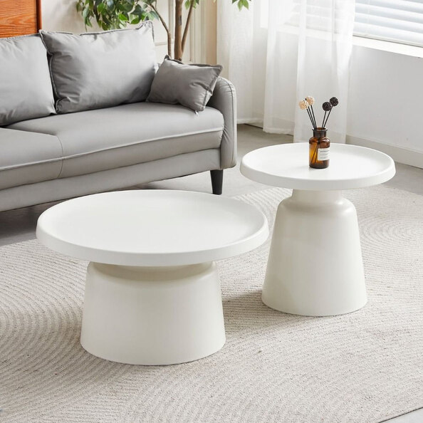 Devira Glossy Coffee Table Set in Off White