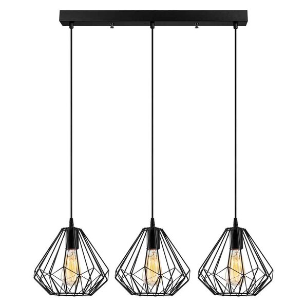 Diamond 3 Light Metal Ceiling Pendant Light in Black