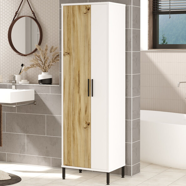 Diavo Wooden Hallway Cabinet With 2 Doors In Walnut And White
