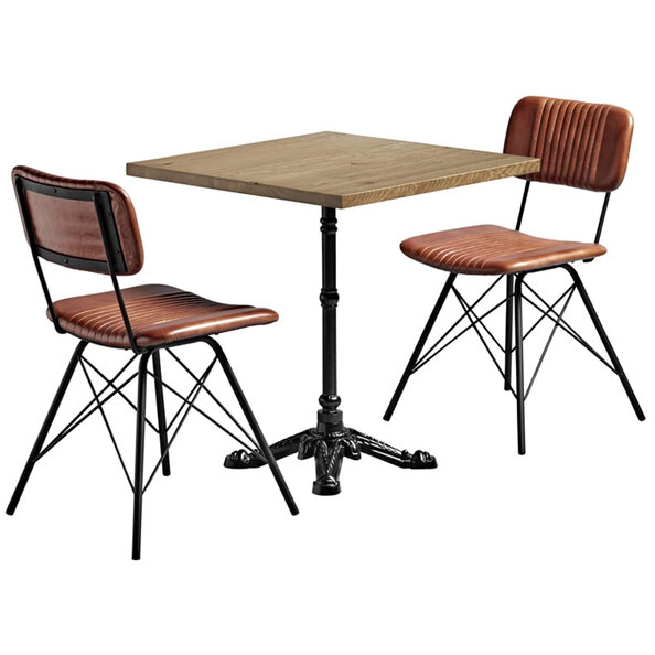 Dinas Wooden Dining Table With 2 Brown Chairs