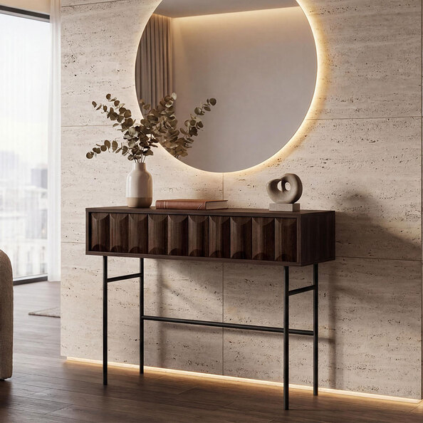 Diora Wooden Console Table with 1 Drawer in Espresso and Dark Wood