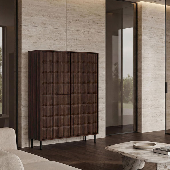 Diora Wooden Display Cabinet with 2 Doors in Espresso and Dark Wood