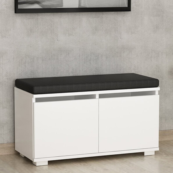 Dioran Wooden Shoe Storage Bench With 2 Flap Doors In White