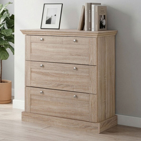 Dorelan Wooden Chest Of 3 Drawers in Natural