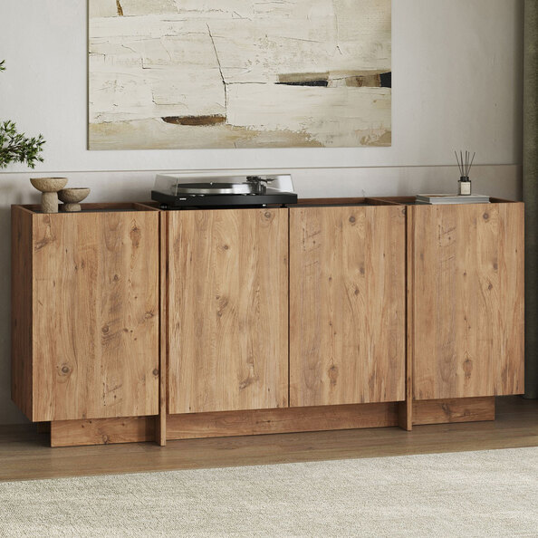 Dormin Wooden Sideboard with 4 Doors in Anthracite and Atlantic Pine