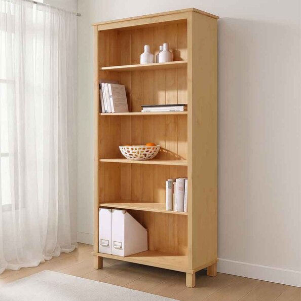 Dorvian Wooden Bookcase with 5 Shelves in Natural