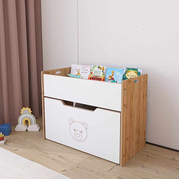 Dove Wooden Kids Storage Bookshelf in White and Natural