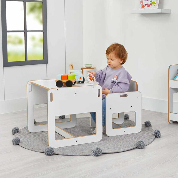 Dove Wooden Kids Table and Chair in White and Oak