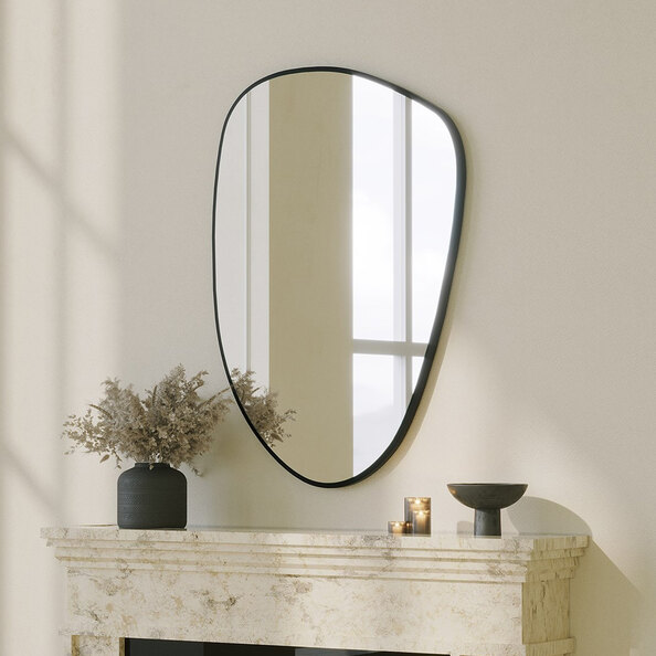 Dream Glass Wall Mirror with Black Wooden Frame
