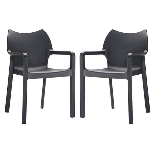Dublin Black Reinforced Glass Fibre Dining Chairs In Pair