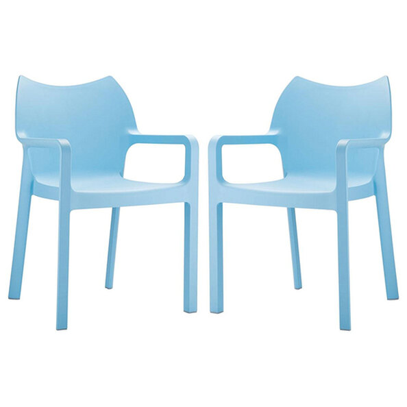 Dublin Light Blue Reinforced Glass Fibre Dining Chairs In Pair