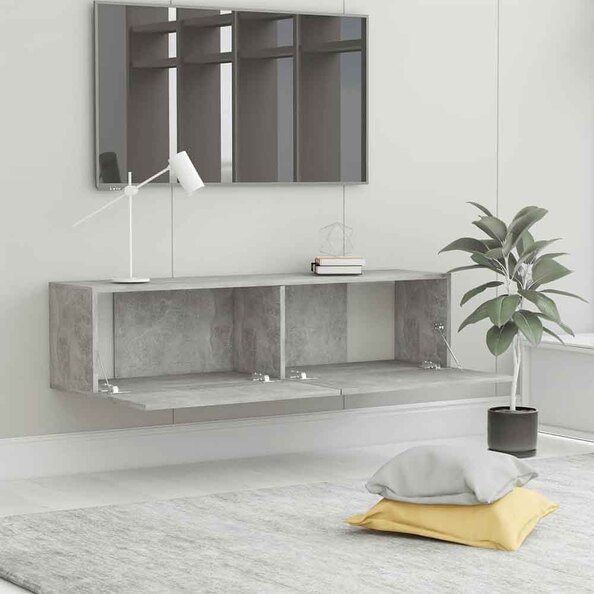 Dubuque 120cm Wooden TV Stand With 2 Doors - Concrete Grey