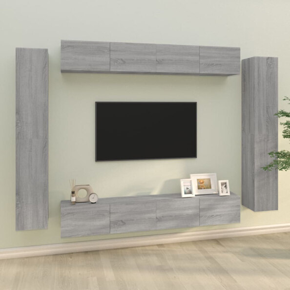 Dunlap Wooden Living Room Furniture Set In Grey Sonoma Oak