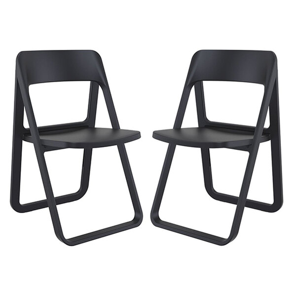 Durham Black Polypropylene Dining Chairs In Pair