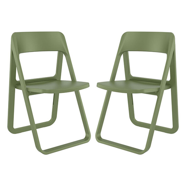 Durham Olive Green Polypropylene Dining Chairs In Pair