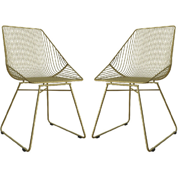 Eastlake Gold Metal Bistro Dining Chairs In Pair