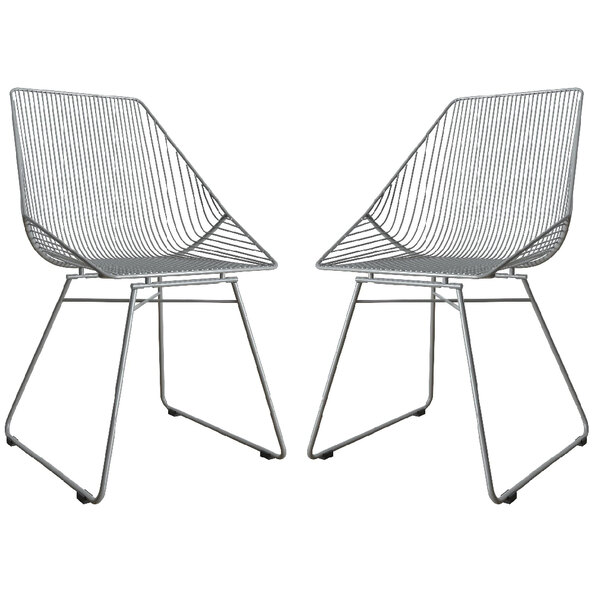 Eastlake Grey Metal Bistro Dining Chairs In Pair