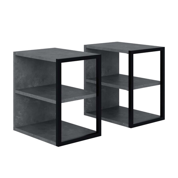 Echo Wooden Set of 2 Side Table in Retro Grey