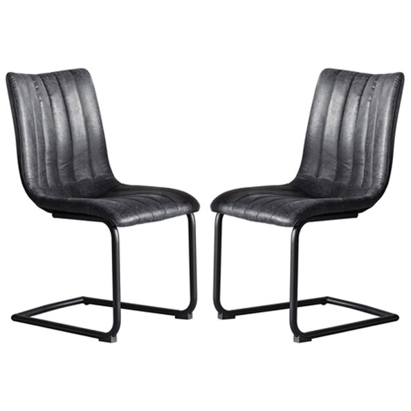 Edenton Grey Faux Leather Dining Chairs In Pair