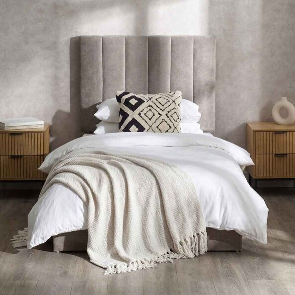 Edison Chenille Fabric Single Bed In Sahara