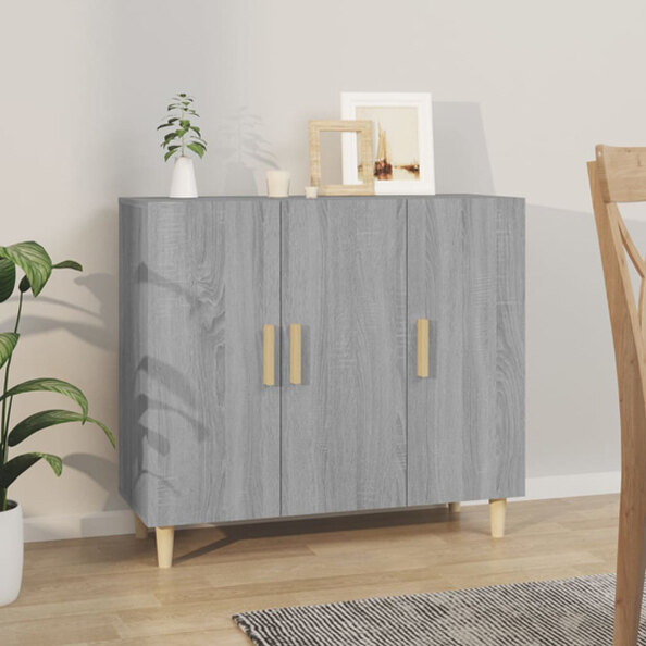 Ediva Wooden Sideboard With 3 Doors In Grey Sonoma Oak