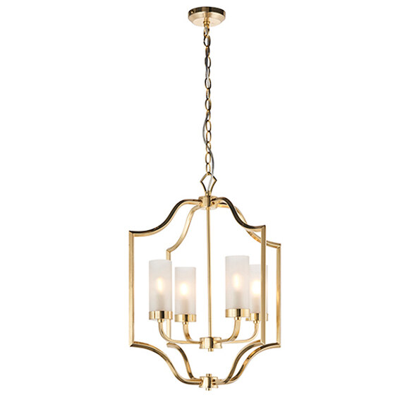 Edrea 4 Lights Glass Ceiling Pendant Light In Satin Brass