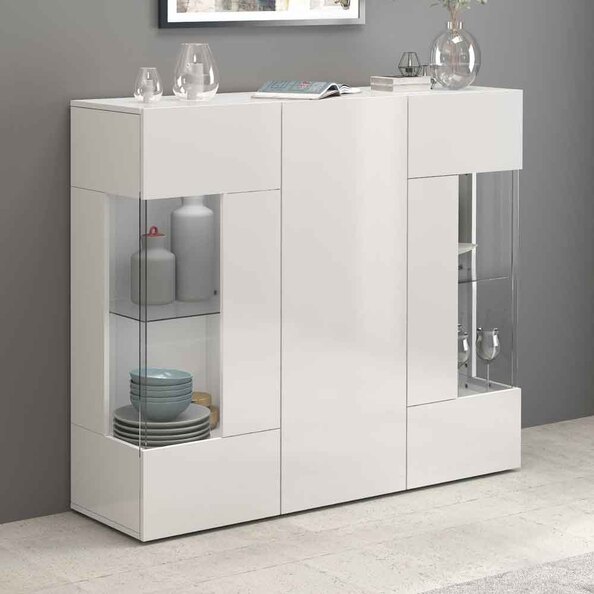 Eindhoven High Gloss Highboard With 3 Doors In White