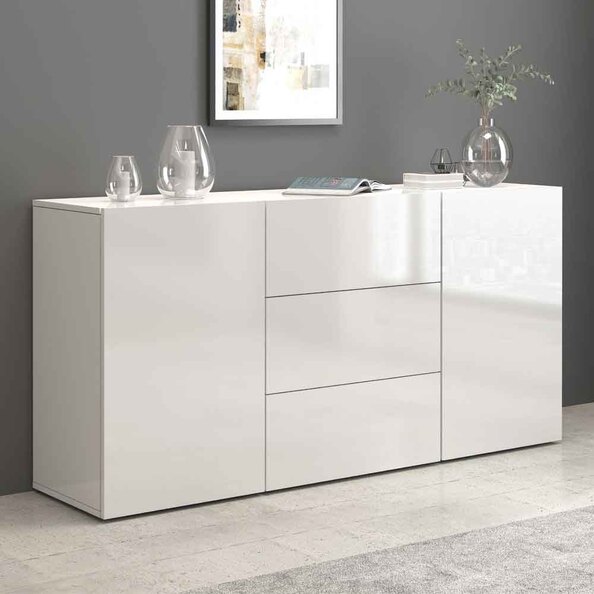 Eindhoven High Gloss Sideboard With 2 Doors 3 Drawers In White