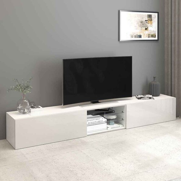 Eindhoven High Gloss TV Stand With 2 Flap Doors In White