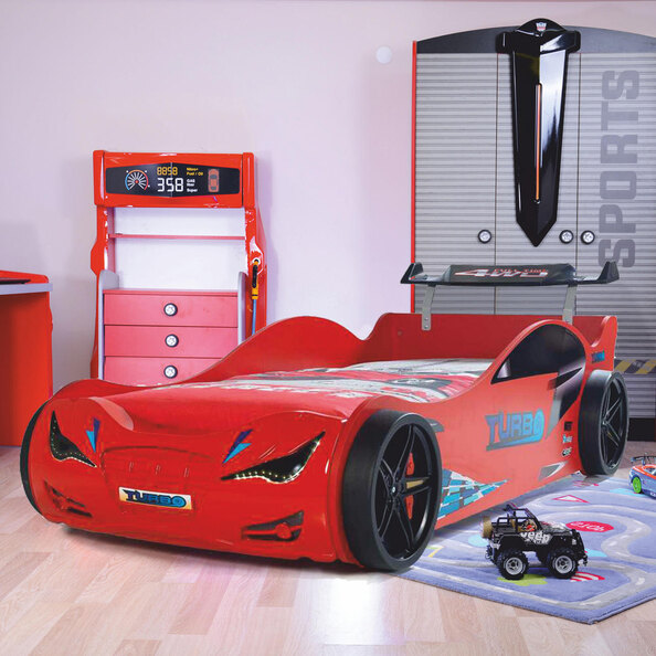 Eko Red ABS Children Car Bed with Spoiler and LED
