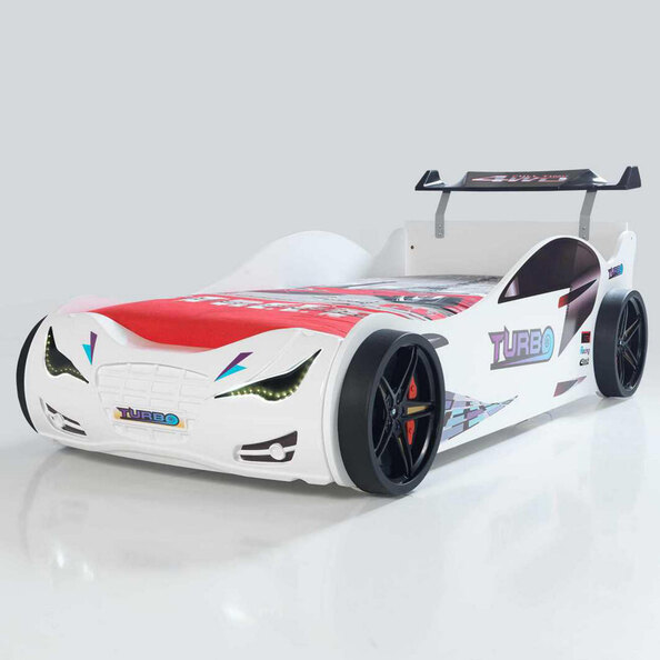 Eko White ABS Children Car Bed with Spoiler and LED