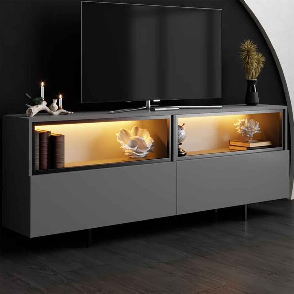 Ekol Up Wooden LED TV Stand with 2 Doors in Anthracite