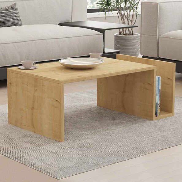 Elara Wooden Coffee Table with Magazine Rack in Sapphire Oak