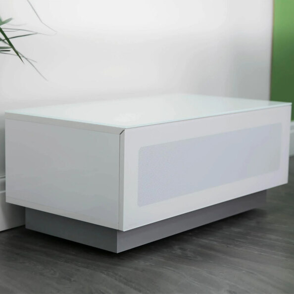 Elements Wooden TV Stand With Glass Door In White