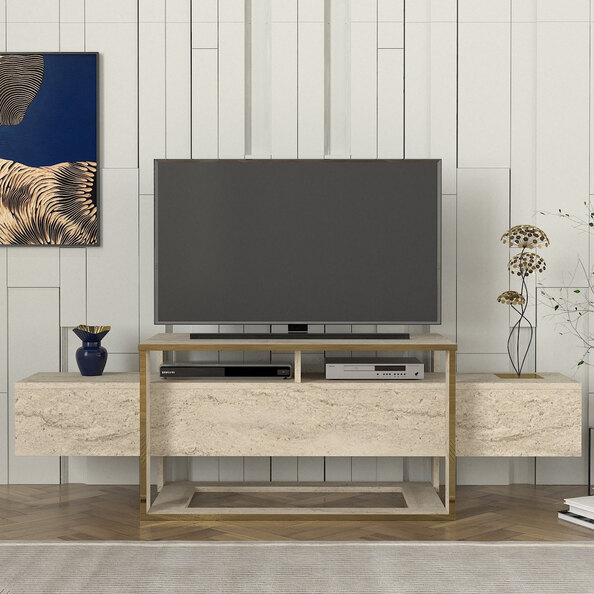 Elinda Wooden TV Stand In Travertine